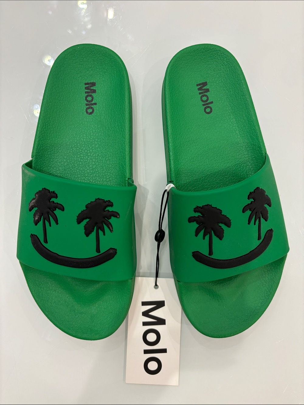 Molo Green Palm Smile Slide Sandals